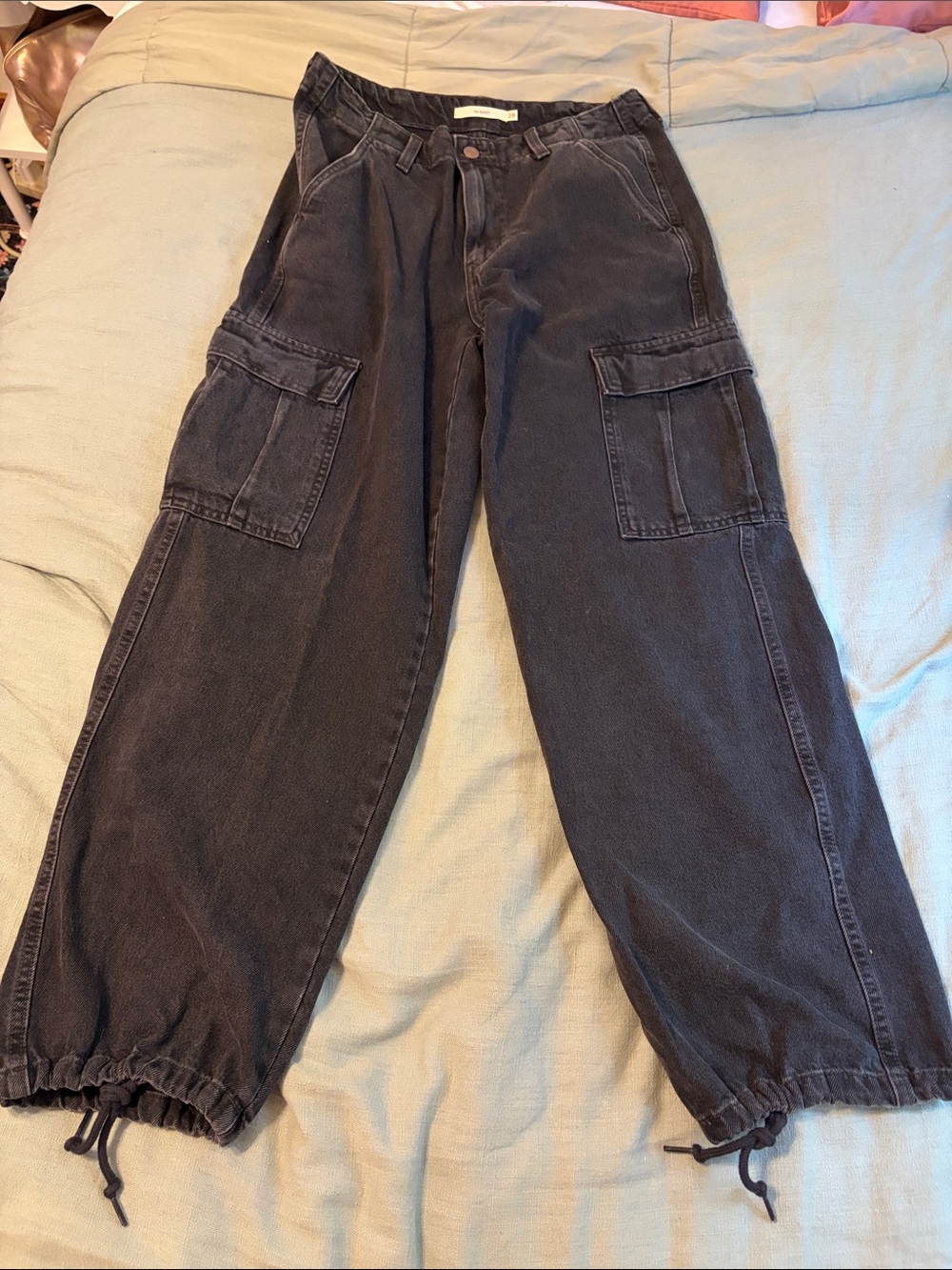 Levi's Black Cargo Jeans with Drawstring Cuffs